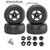 Maxbell 4Pcs 1:8 1:10 Wheels and Tires DIY Supply Rubber Tires Set Hobby Model Truck black