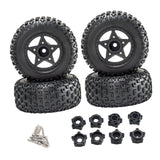 Maxbell 4Pcs 1:8 1:10 Wheels and Tires DIY Supply Rubber Tires Set Hobby Model Truck black