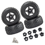 Maxbell 4Pcs 1:8 1:10 Wheels and Tires DIY Supply Rubber Tires Set Hobby Model Truck black