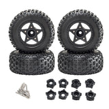 Maxbell 4Pcs 1:8 1:10 Wheels and Tires DIY Supply Rubber Tires Set Hobby Model Truck black