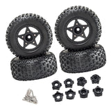Maxbell 4Pcs 1:8 1:10 Wheels and Tires DIY Supply Rubber Tires Set Hobby Model Truck black