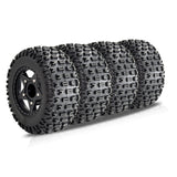 Maxbell 4Pcs 1:8 1:10 Wheels and Tires DIY Supply Rubber Tires Set Hobby Model Truck black