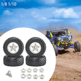 Maxbell 4Pcs 1:8 1:10 Wheels and Tires DIY Supply Rubber Tires Set Hobby Model Truck white