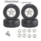 Maxbell 4Pcs 1:8 1:10 Wheels and Tires DIY Supply Rubber Tires Set Hobby Model Truck white