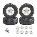 Maxbell 4Pcs 1:8 1:10 Wheels and Tires DIY Supply Rubber Tires Set Hobby Model Truck white