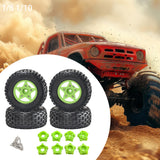 Maxbell 4Pcs 1:8 1:10 Wheels and Tires DIY Supply Rubber Tires Set Hobby Model Truck green