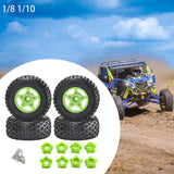 Maxbell 4Pcs 1:8 1:10 Wheels and Tires DIY Supply Rubber Tires Set Hobby Model Truck green