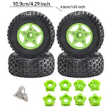 Maxbell 4Pcs 1:8 1:10 Wheels and Tires DIY Supply Rubber Tires Set Hobby Model Truck green