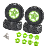 Maxbell 4Pcs 1:8 1:10 Wheels and Tires DIY Supply Rubber Tires Set Hobby Model Truck green