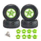 Maxbell 4Pcs 1:8 1:10 Wheels and Tires DIY Supply Rubber Tires Set Hobby Model Truck green