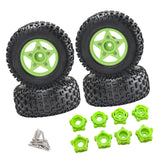 Maxbell 4Pcs 1:8 1:10 Wheels and Tires DIY Supply Rubber Tires Set Hobby Model Truck green