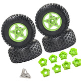Maxbell 4Pcs 1:8 1:10 Wheels and Tires DIY Supply Rubber Tires Set Hobby Model Truck green