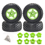 Maxbell 4Pcs 1:8 1:10 Wheels and Tires DIY Supply Rubber Tires Set Hobby Model Truck green