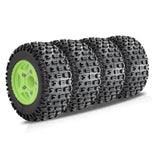 Maxbell 4Pcs 1:8 1:10 Wheels and Tires DIY Supply Rubber Tires Set Hobby Model Truck green