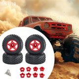 Maxbell 4Pcs 1:8 1:10 Wheels and Tires DIY Supply Rubber Tires Set Hobby Model Truck red