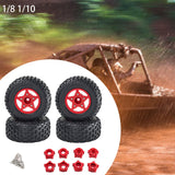 Maxbell 4Pcs 1:8 1:10 Wheels and Tires DIY Supply Rubber Tires Set Hobby Model Truck red