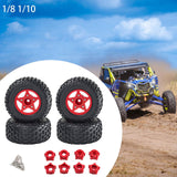 Maxbell 4Pcs 1:8 1:10 Wheels and Tires DIY Supply Rubber Tires Set Hobby Model Truck red