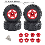 Maxbell 4Pcs 1:8 1:10 Wheels and Tires DIY Supply Rubber Tires Set Hobby Model Truck red