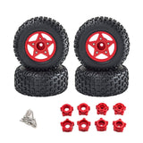 Maxbell 4Pcs 1:8 1:10 Wheels and Tires DIY Supply Rubber Tires Set Hobby Model Truck red