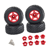 Maxbell 4Pcs 1:8 1:10 Wheels and Tires DIY Supply Rubber Tires Set Hobby Model Truck red