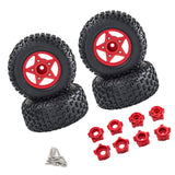 Maxbell 4Pcs 1:8 1:10 Wheels and Tires DIY Supply Rubber Tires Set Hobby Model Truck red