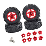 Maxbell 4Pcs 1:8 1:10 Wheels and Tires DIY Supply Rubber Tires Set Hobby Model Truck red