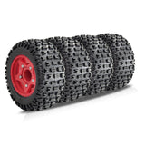 Maxbell 4Pcs 1:8 1:10 Wheels and Tires DIY Supply Rubber Tires Set Hobby Model Truck red