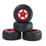 Maxbell 4Pcs 1:8 1:10 Wheels and Tires DIY Supply Rubber Tires Set Hobby Model Truck red