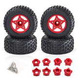 Maxbell 4Pcs 1:8 1:10 Wheels and Tires DIY Supply Rubber Tires Set Hobby Model Truck red