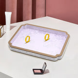 Maxbell Wooden Velvet Jewelry Tray Decorative Display Tray for Chains Bracelet Watch Violet