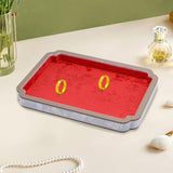 Maxbell Wooden Velvet Jewelry Tray Decorative Display Tray for Chains Bracelet Watch Red