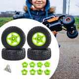 Maxbell 4Pcs RC Car Wheels and Tires Replace for 1/10 and 1/8 RC Car DIY Accessories green