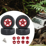 Maxbell 4Pcs RC Car Wheels and Tires Replace for 1/10 and 1/8 RC Car DIY Accessories red
