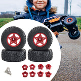 Maxbell 4Pcs RC Car Wheels and Tires Replace for 1/10 and 1/8 RC Car DIY Accessories red