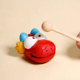 Maxbell Tapping on The Dragon Head Bedroom Wood Mokugyo with Mallet Wooden Fish Drum