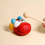 Maxbell Tapping on The Dragon Head Bedroom Wood Mokugyo with Mallet Wooden Fish Drum