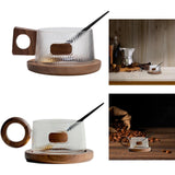 Maxbell Coffee Mug with Saucer Tea Cup for Cafe Afternoon Tea Time Housewarming Gift Square handle