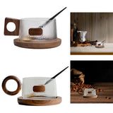 Maxbell Coffee Mug with Saucer Tea Cup for Cafe Afternoon Tea Time Housewarming Gift Square handle