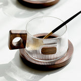 Maxbell Coffee Mug with Saucer Tea Cup for Cafe Afternoon Tea Time Housewarming Gift Square handle
