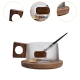 Maxbell Coffee Mug with Saucer Tea Cup for Cafe Afternoon Tea Time Housewarming Gift Square handle