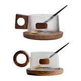 Maxbell Coffee Mug with Saucer Tea Cup for Cafe Afternoon Tea Time Housewarming Gift Square handle