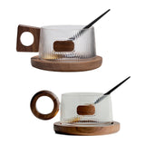 Maxbell Coffee Mug with Saucer Tea Cup for Cafe Afternoon Tea Time Housewarming Gift Square handle