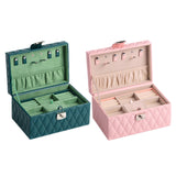 Maxbell Jewelry Case Portable Earrings Box Double Layers for Bathroom Travel Desktop Green