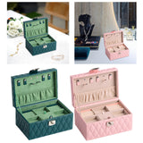 Maxbell Jewelry Case Portable Earrings Box Double Layers for Bathroom Travel Desktop Green