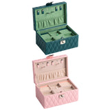 Maxbell Jewelry Case Portable Earrings Box Double Layers for Bathroom Travel Desktop Green