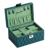 Maxbell Jewelry Case Portable Earrings Box Double Layers for Bathroom Travel Desktop Green