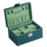 Maxbell Jewelry Case Portable Earrings Box Double Layers for Bathroom Travel Desktop Green
