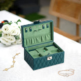 Maxbell Jewelry Case Portable Earrings Box Double Layers for Bathroom Travel Desktop Green