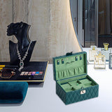 Maxbell Jewelry Case Portable Earrings Box Double Layers for Bathroom Travel Desktop Green