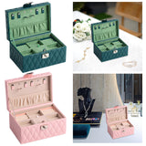 Maxbell Jewelry Case Portable Earrings Box Double Layers for Bathroom Travel Desktop Green